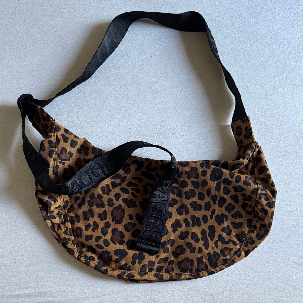 Leopard Print Crescent Bag